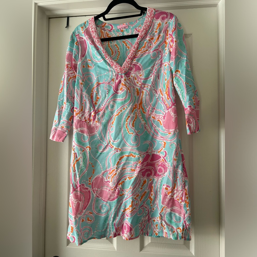 Lilly Pulitzer lightweight cotton tunic/dress/. Beach coverup -size Medium